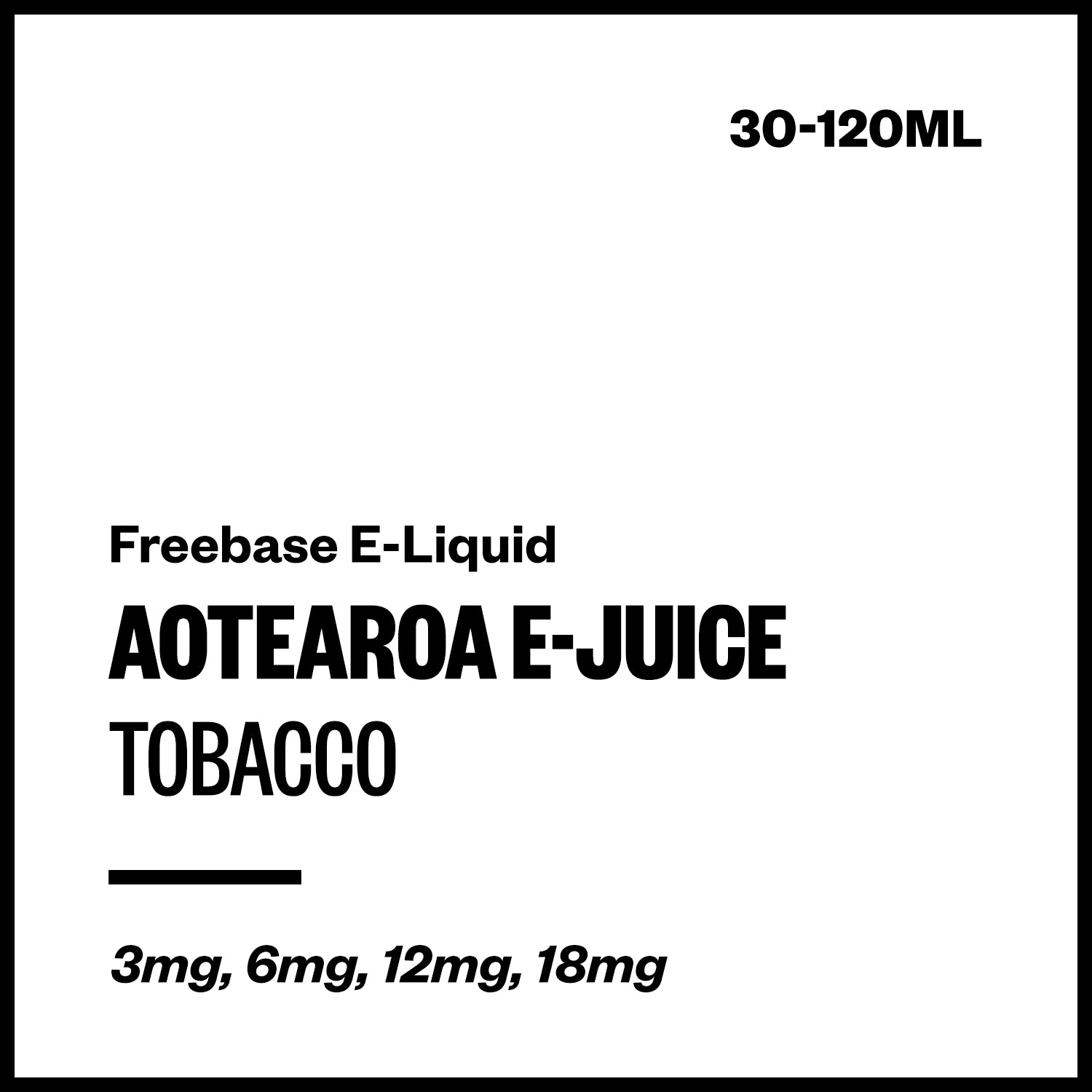 aej-tobacco-freebase-with-nicotine.jpg Aotearoa E-Juice - Tobacco (Freebase E-Liquid) - 30ml / 3mg - Image 1